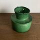 Foucart Jourdan Green glazed earthenware butter dish with water reservoir, 1960