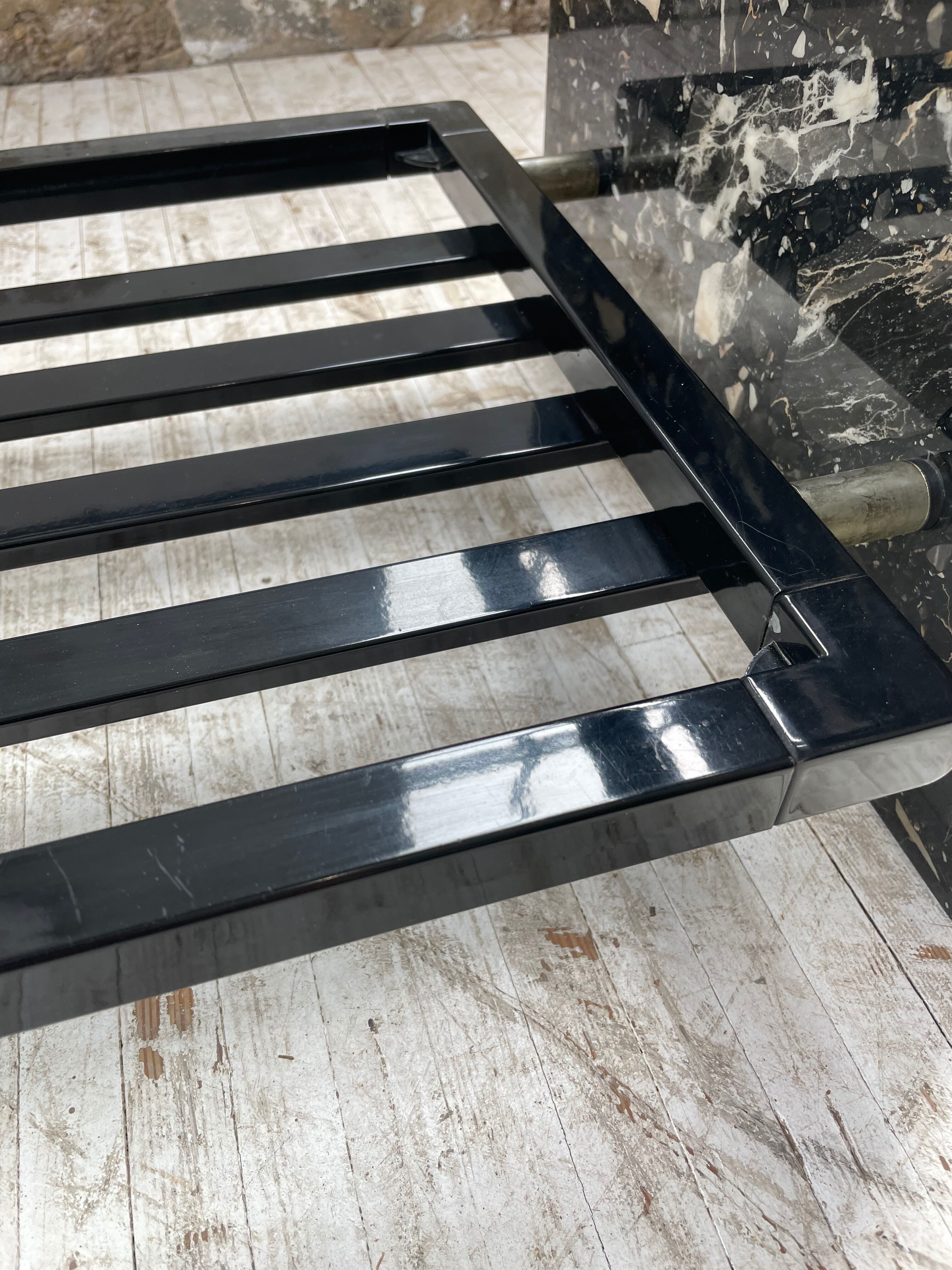 Coffee table year 80 Italian marble and glass