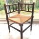 Art Deco corner chair in bobbin oak and straw, 1930s