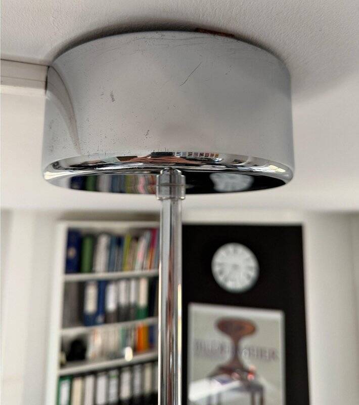 Streamline modern ceiling lamp in chrome with neon tubes, Germany, 1935