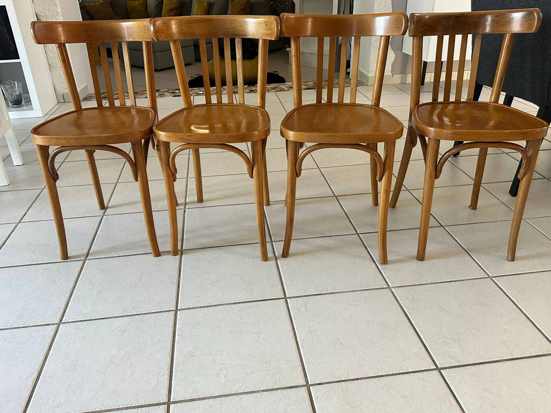Set of 4 vintage bistro chairs from the 1960s.