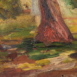 Post Impressionist Oil of Trees and Building