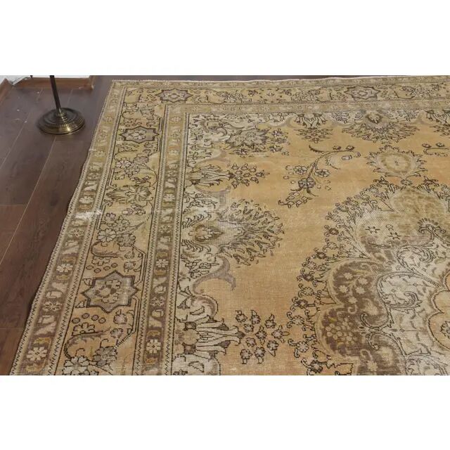 1960s Persian Handmade Wool Cotton Orange Oversized Area Rug 289x387
