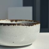 Small white glazed ceramic bowl black edges