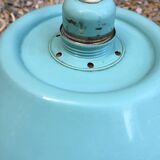Industrial pendant light in emerald green enamelled sheet metal