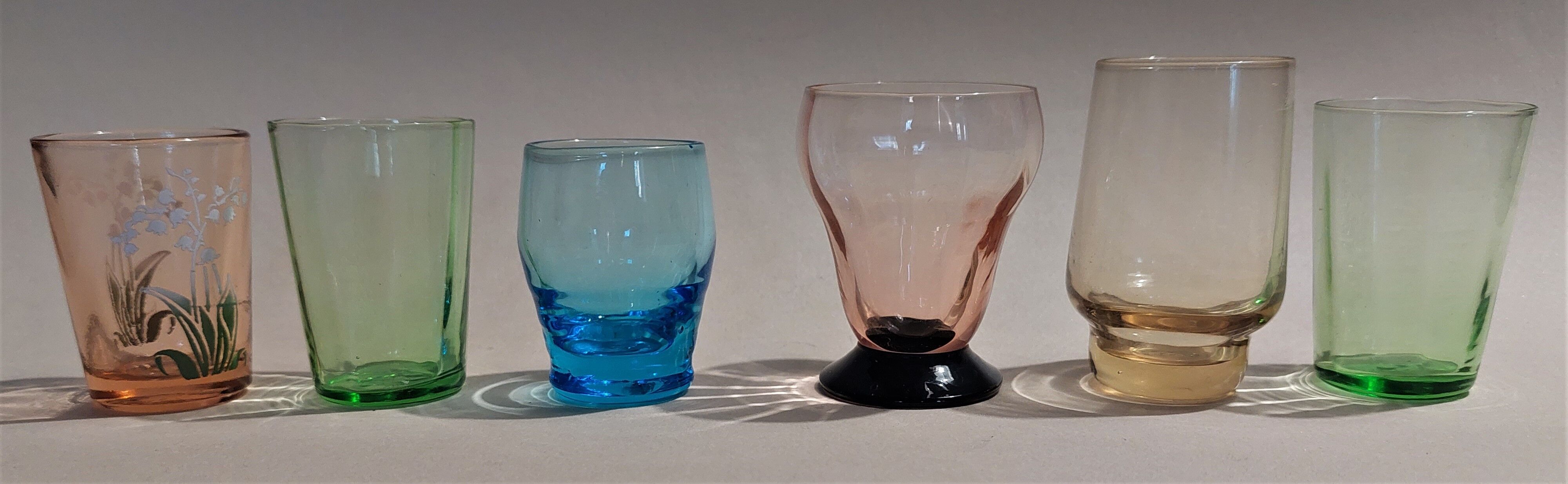 Vintage shooter shot glasses series of six assorted colors