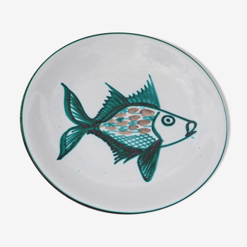 Assiette décor de poisson signée Robert Piacaud Vallauris