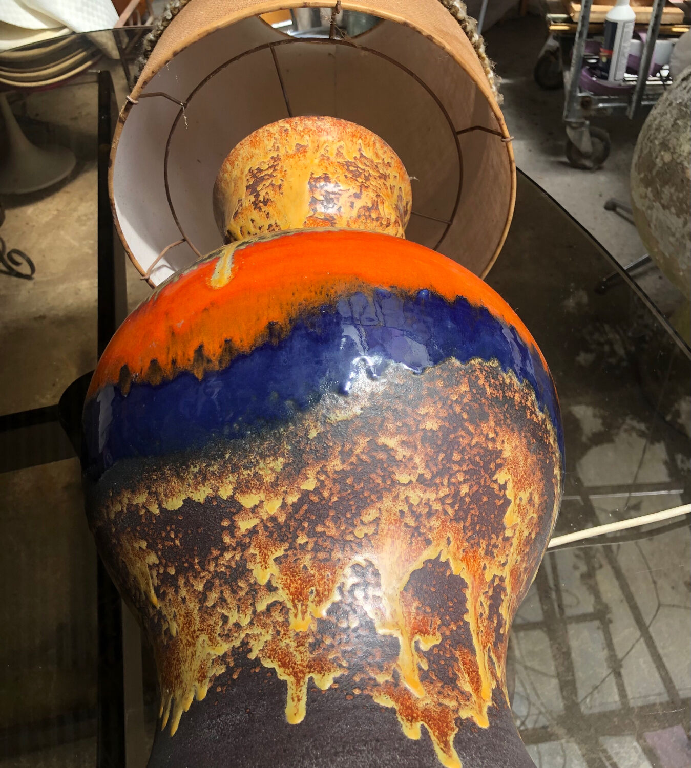 Lampe de sol céramique 1950 vintage