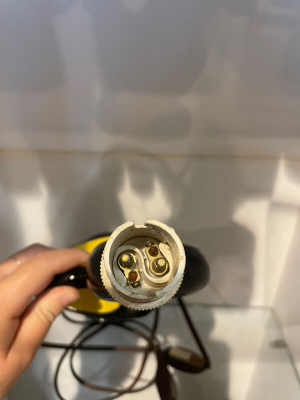 Pied de lampe céramique années 50 Vallauris noir et jaune