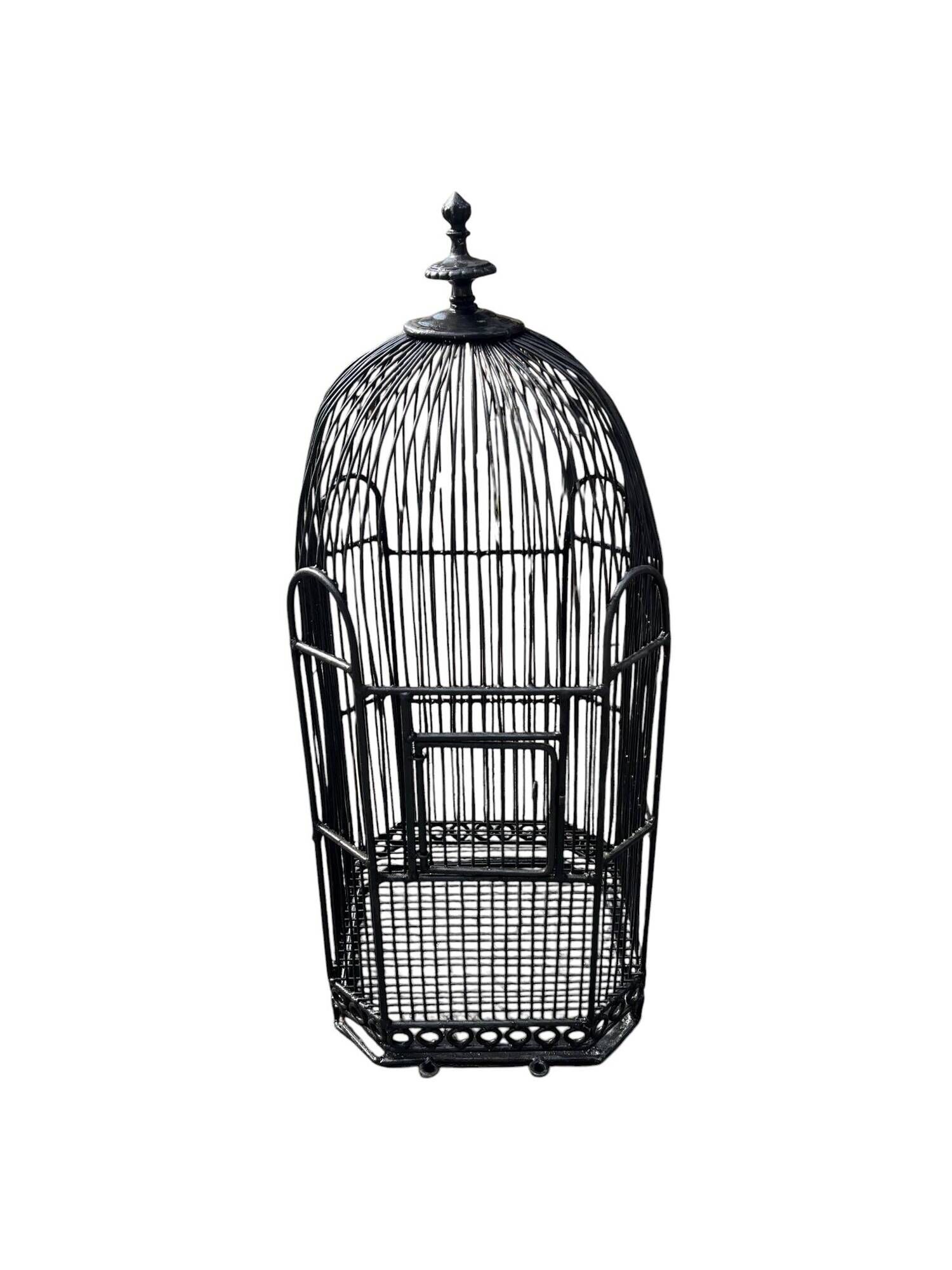 Old black metal birdcage from the early 20th century.