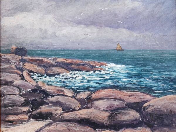 Peinture à l'huile - paysage marin Bretagne