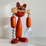Vintage wooden cat corkscrew