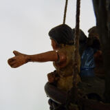 Voluptuous wooden hot air balloon, interior design, eighties