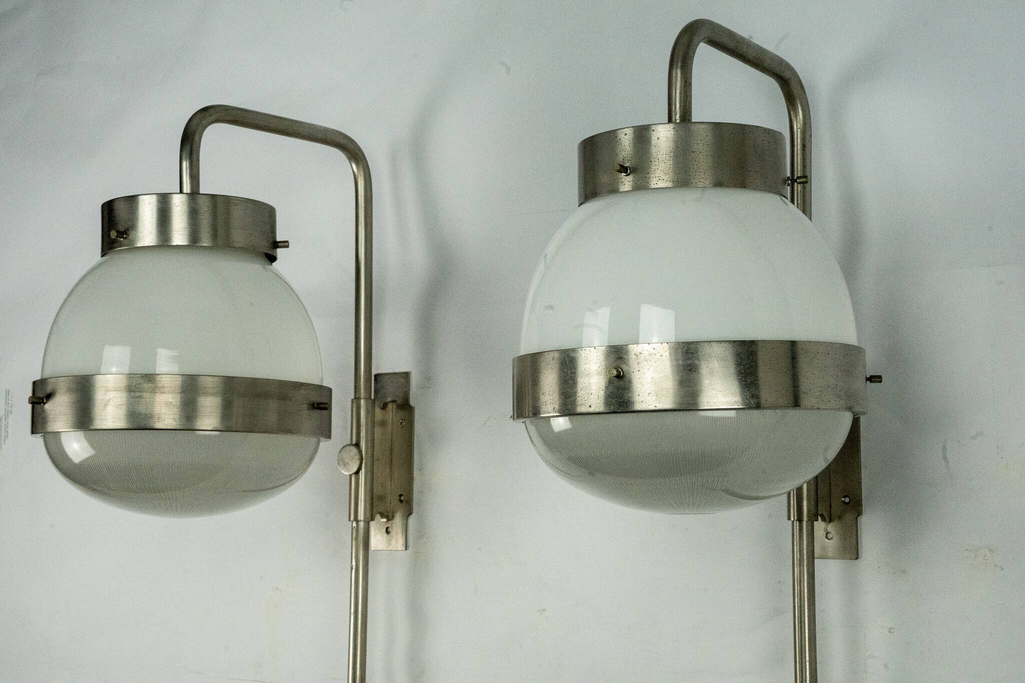 Pair of Delta wall lamps by Sergio Mazza for Artemide. Italy 1960sPair of D