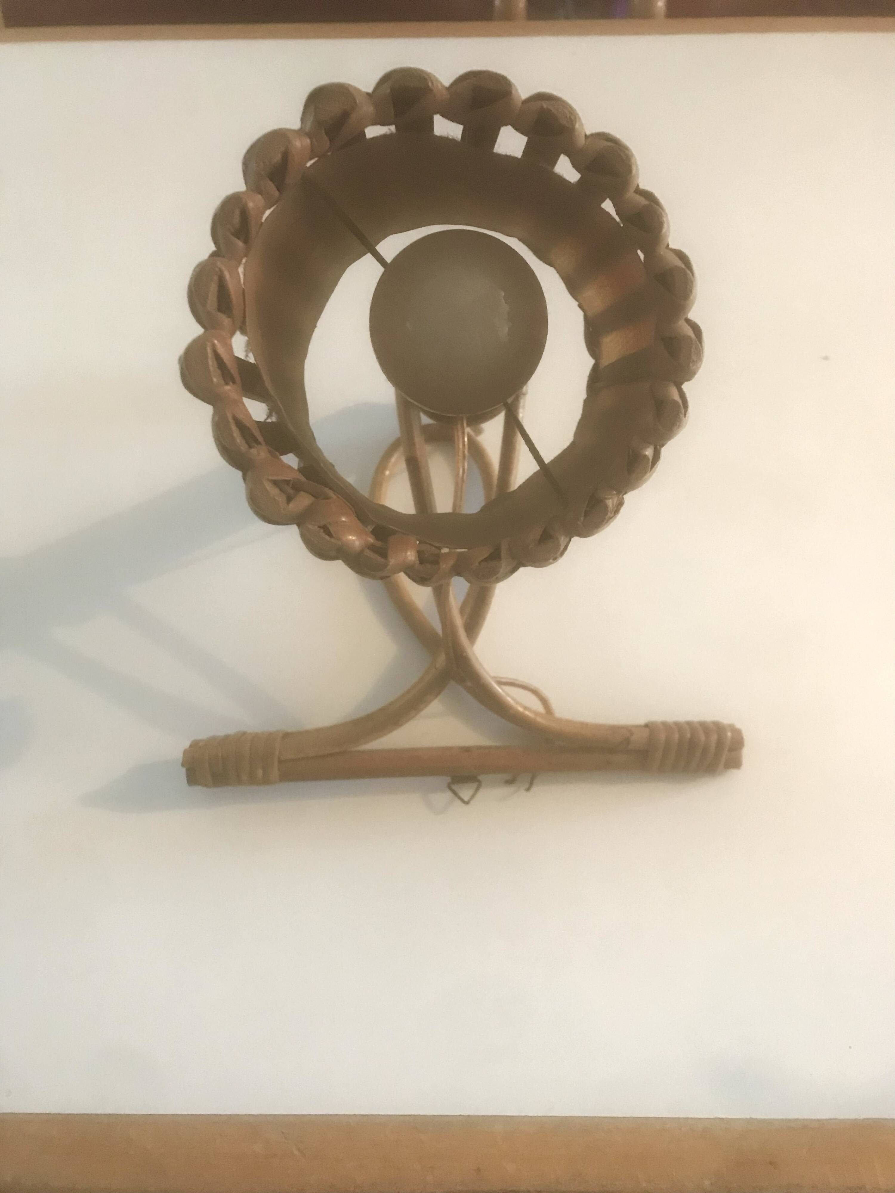 Rattan wall lamp Louis Sognot 1960