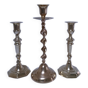 trois bougeoirs laiton