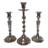 Trois bougeoirs laiton massif vintage
