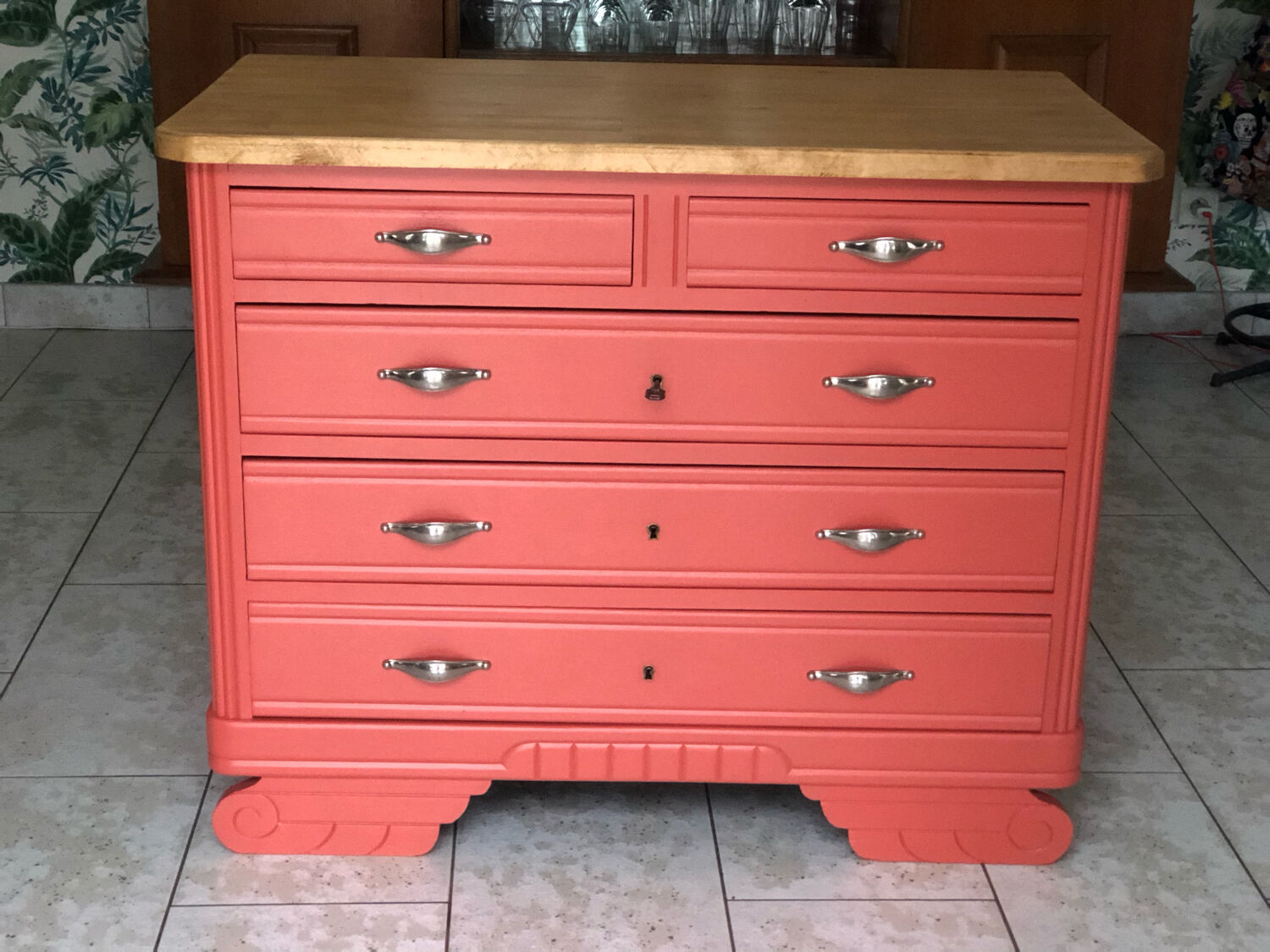 Vintage terracotta chest of drawers