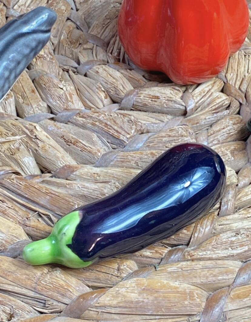 Salt and pepper shakers vegetable ceramic Vallauris