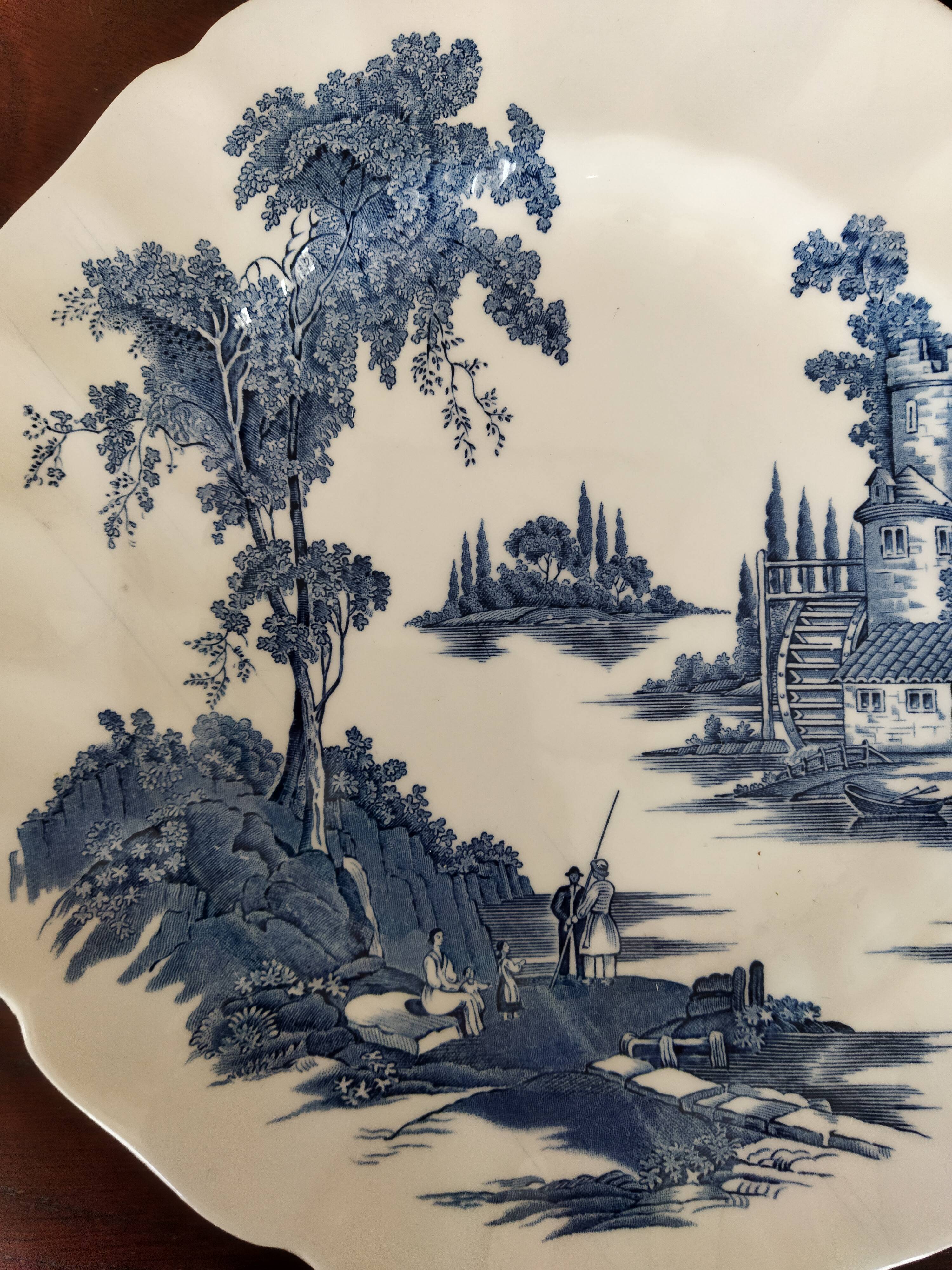 8 blue & white plates