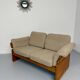 Old sofa in solid elm and vintage 80s design fabric Seltz France