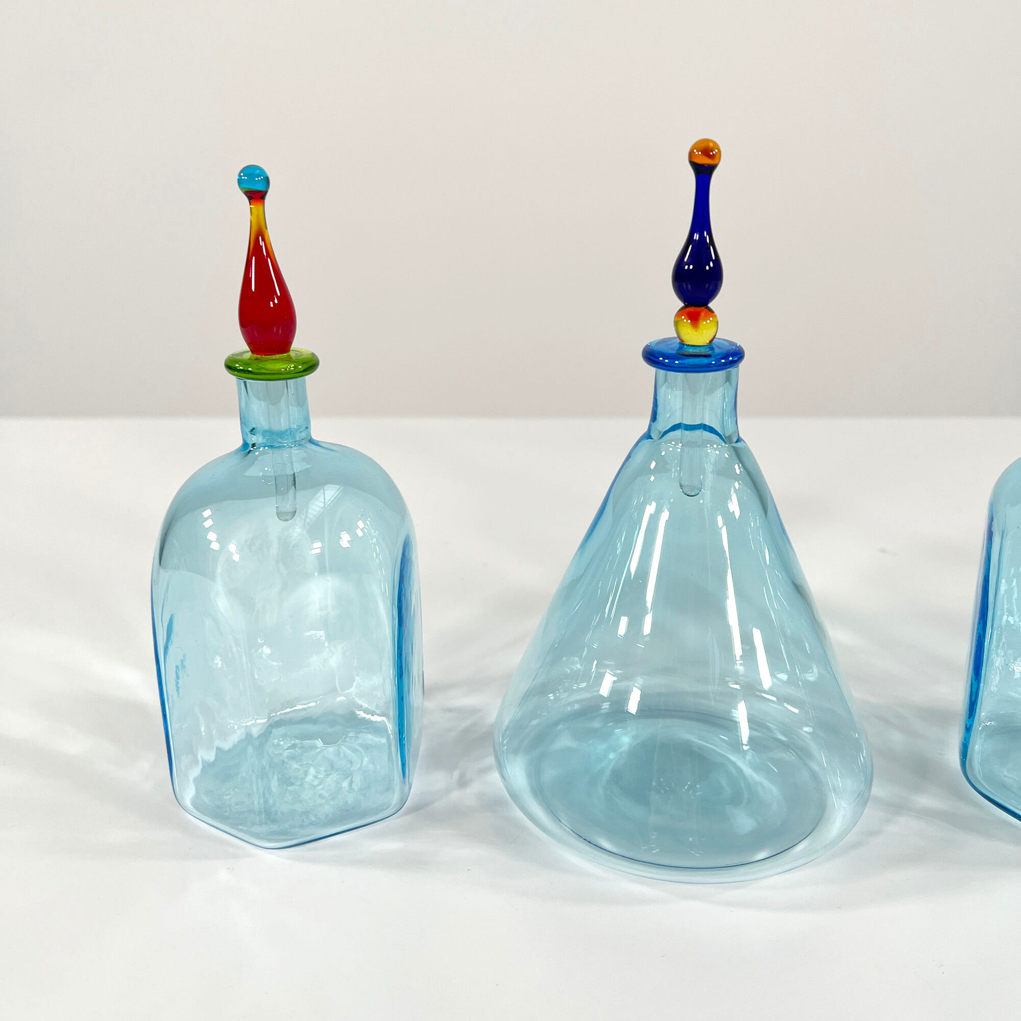 Set of 4 Italian vials made of Murano glass 1970s
