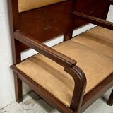 Art Deco two-seater bench in solid mahogany, 20th century.