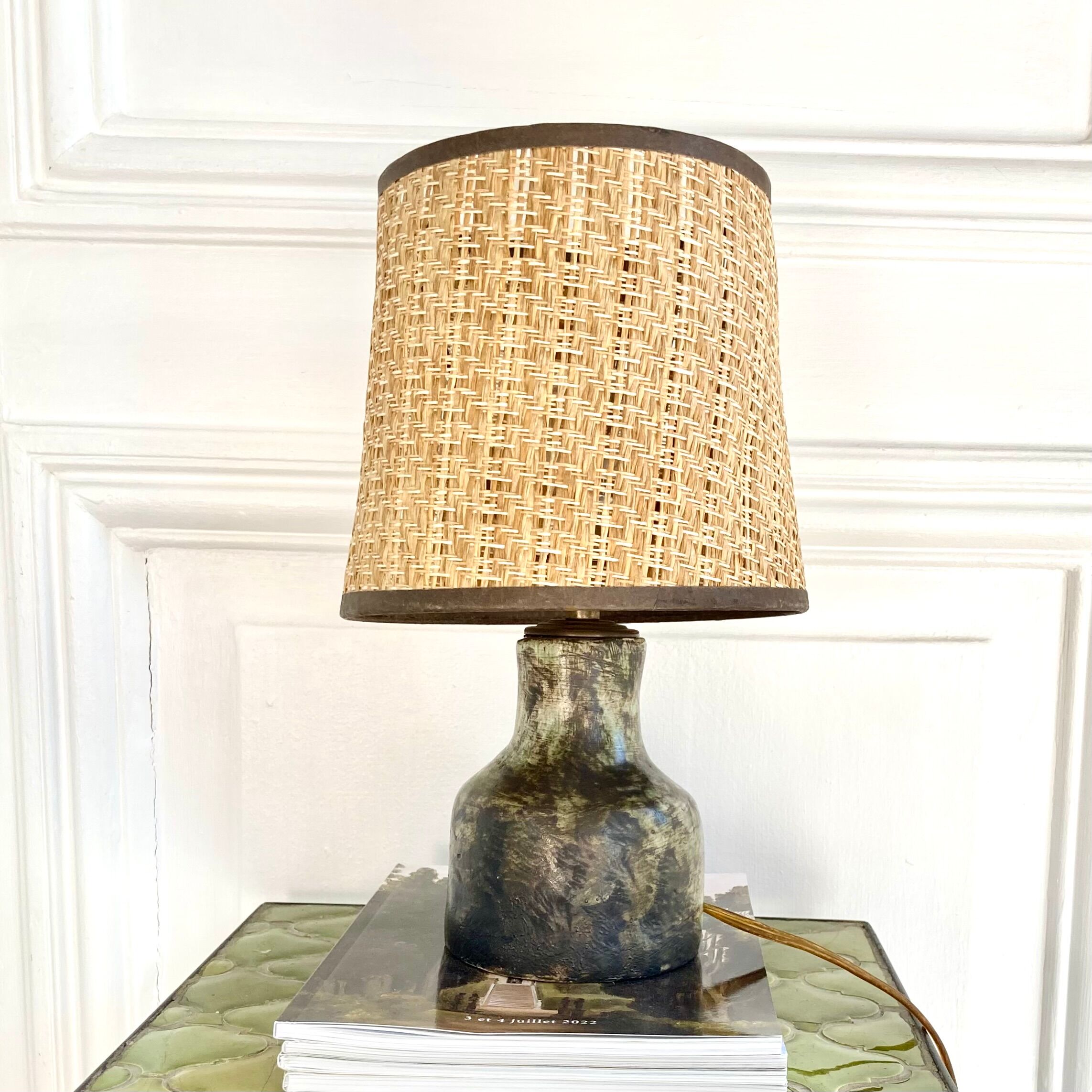 Earth lamp and braided lampshade 70s/70s