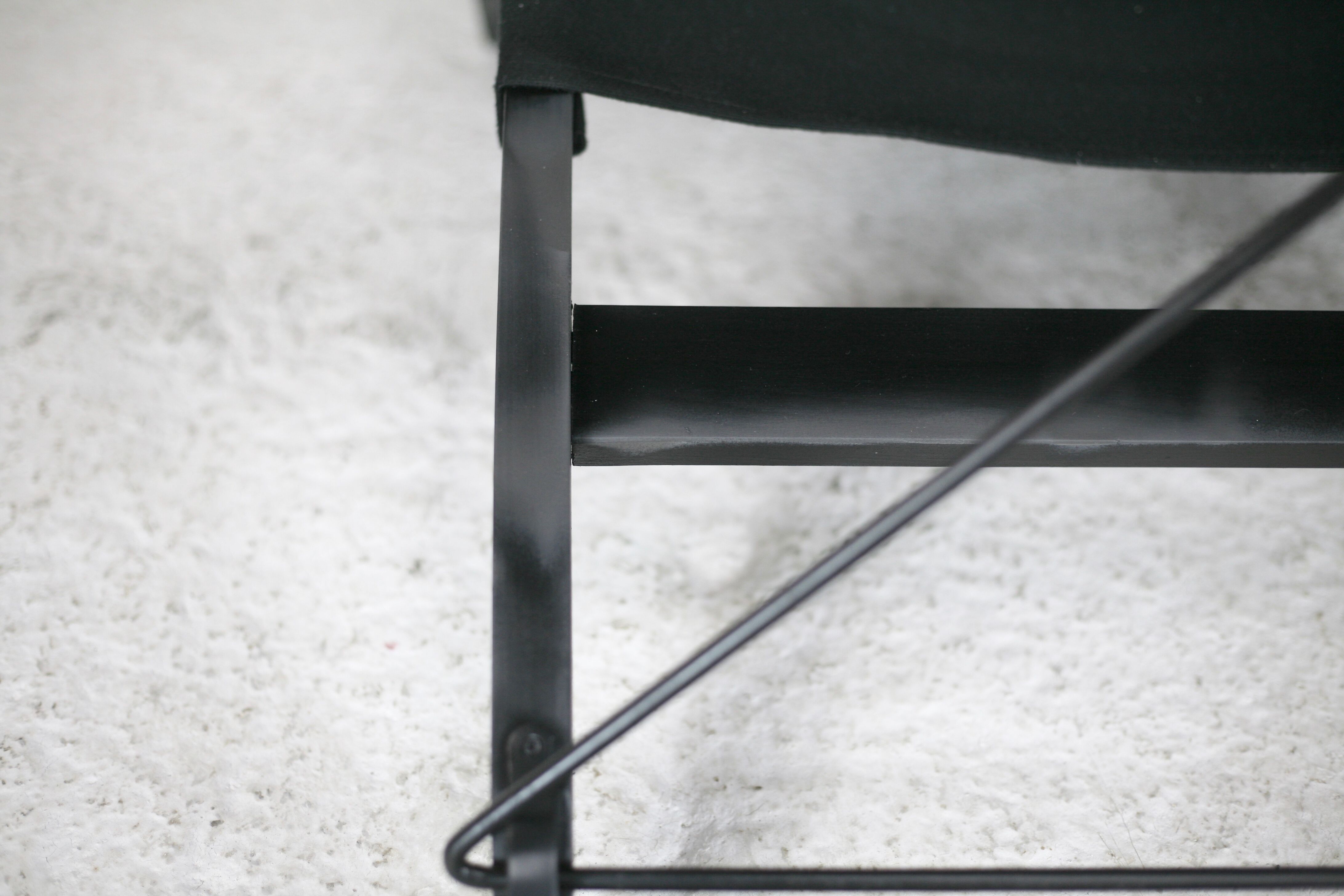 Armchair by Tord Bjorklund, black wood, steel and canvas. Ed. Ikéa, circa 1990.