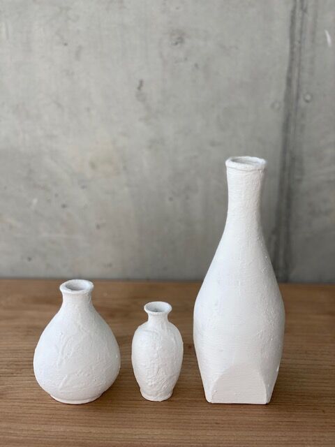 Set of 3 bleached vases