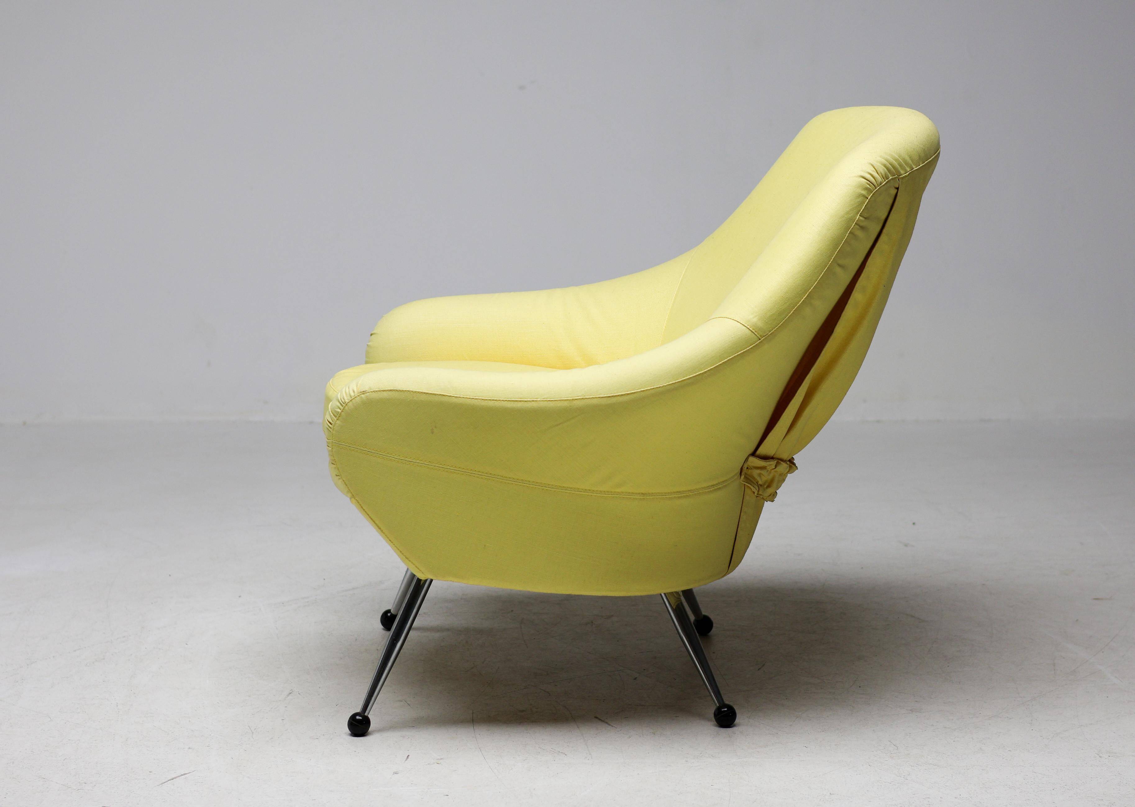 Chair Marco Zanuso Martingala - Bright yellow cotton fabric