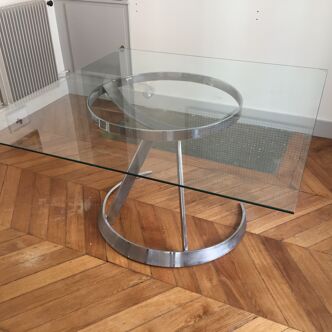 Table Idéee 2000 Eurosteel pied en métal plateau en verre