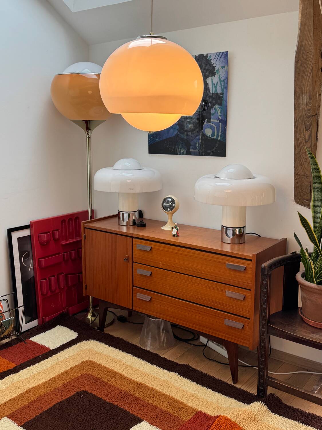 Vintage pendant lamp Harvey Guzzini Burgos: spatial suspension i