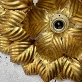 Vintage flower wall lamp in gilded metal