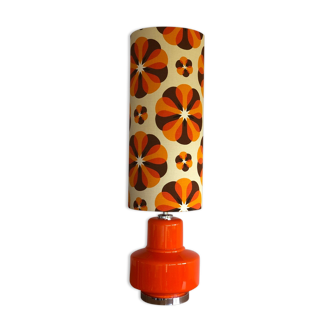 Orange opaline table lamp and vintage Carrousel fabric