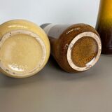 Set of Four 1970s Pottery Fat Lava "multicolor" Vases Made by Scheurich, Germany