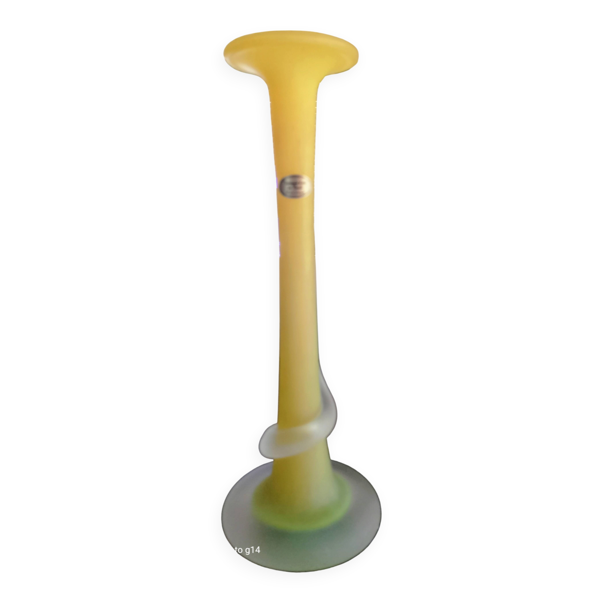 Vintage blown glass soliflore vase - Art Glass from Toul - 34 cm
