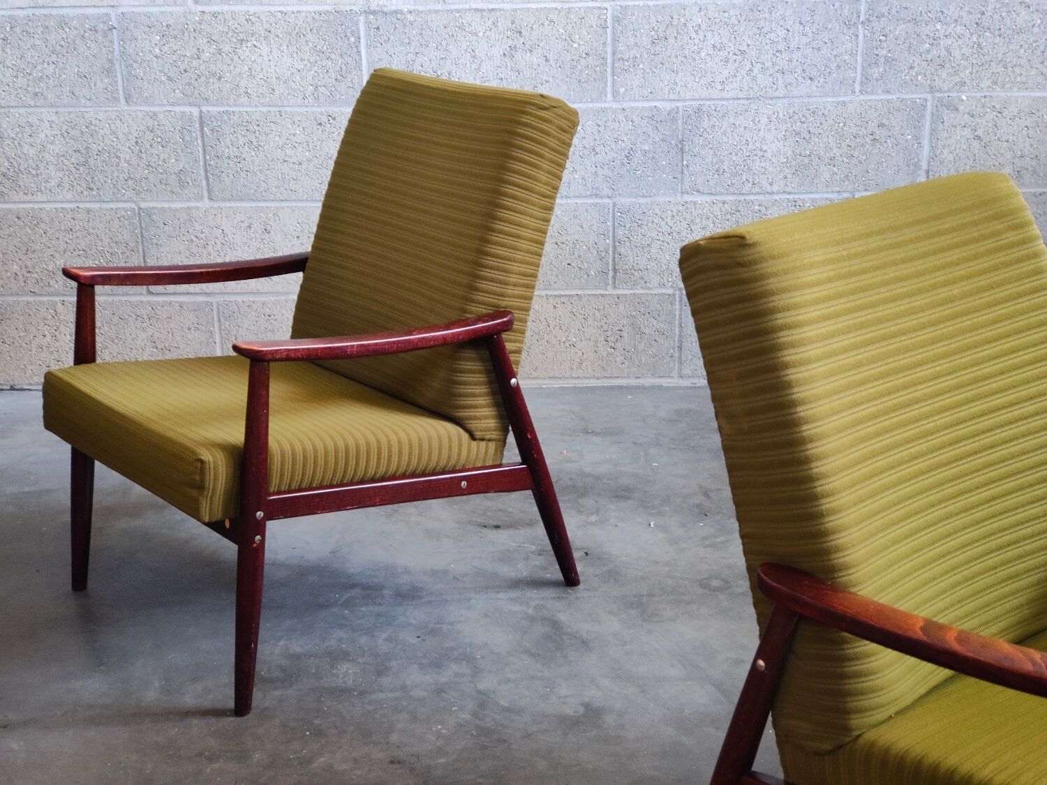 Pair of armchairs Olive Green by Jiri Jiroutek 1960