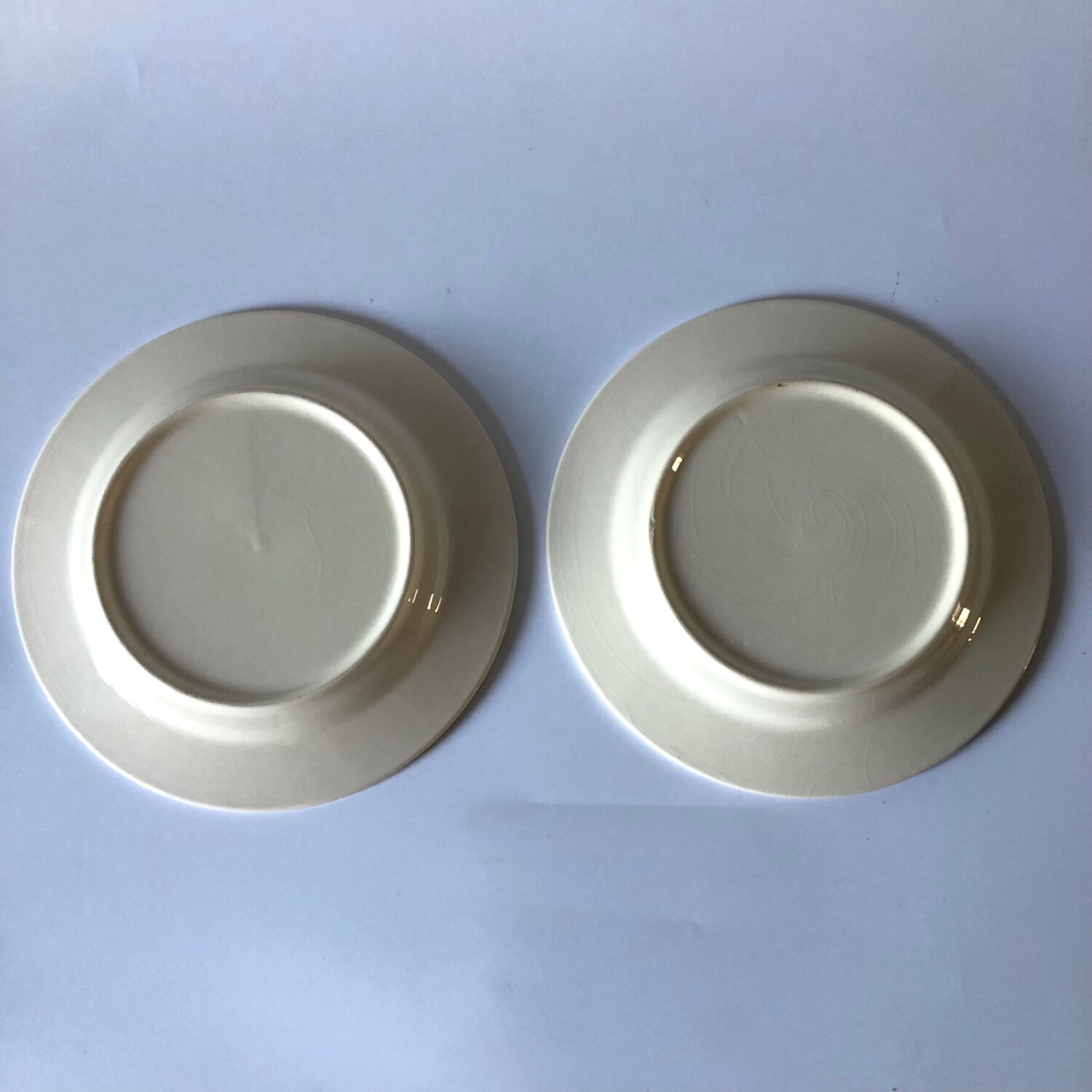 6 flat antique plates in blue white earthenware