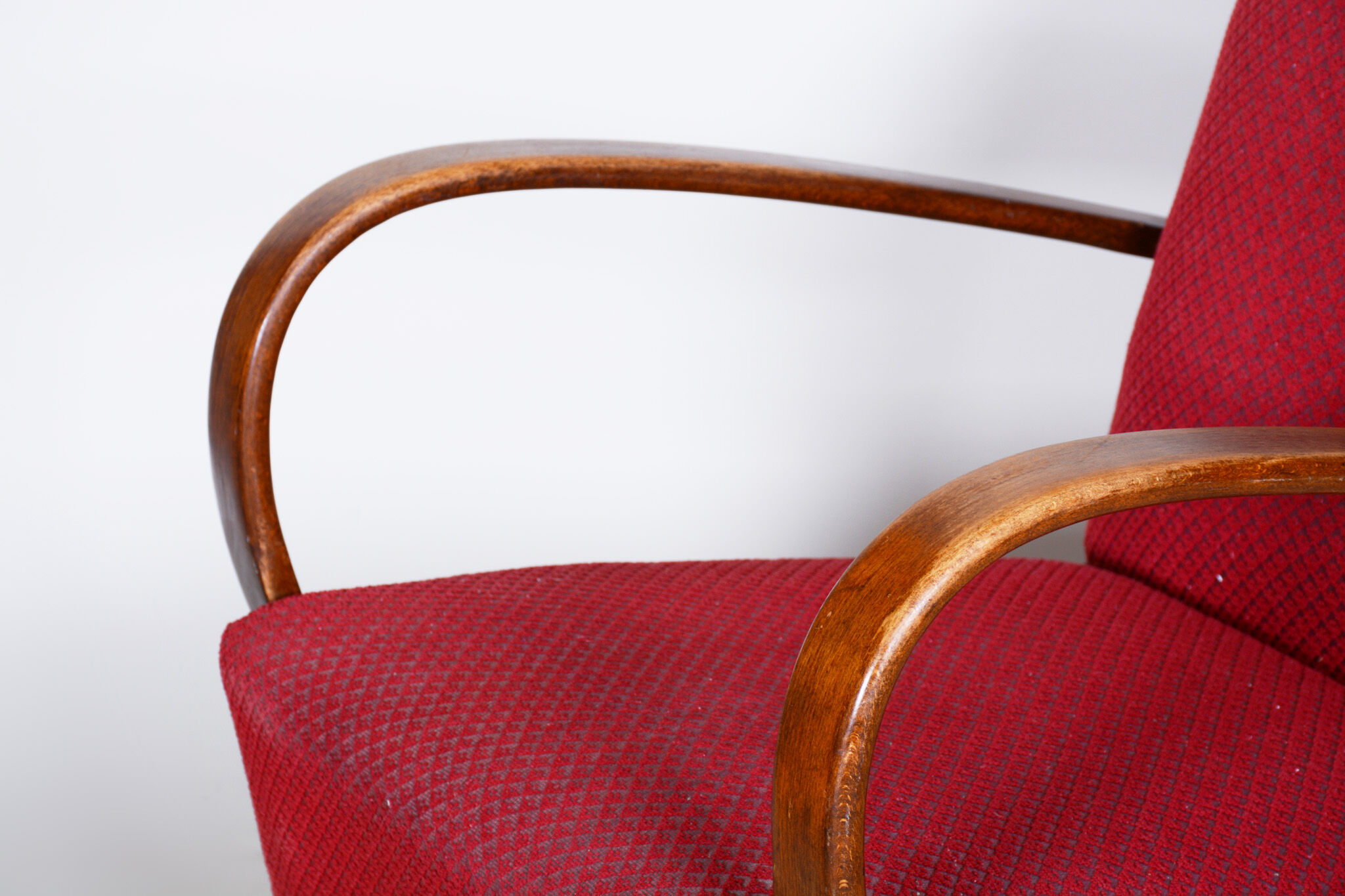 Red art deco armchair - 1930s czechia