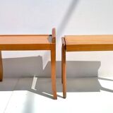 Art Déco beech ottomans made in Italy, orginals from 1940