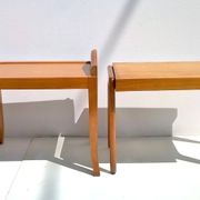 Art Déco beech ottomans made in Italy, orginals from 1940