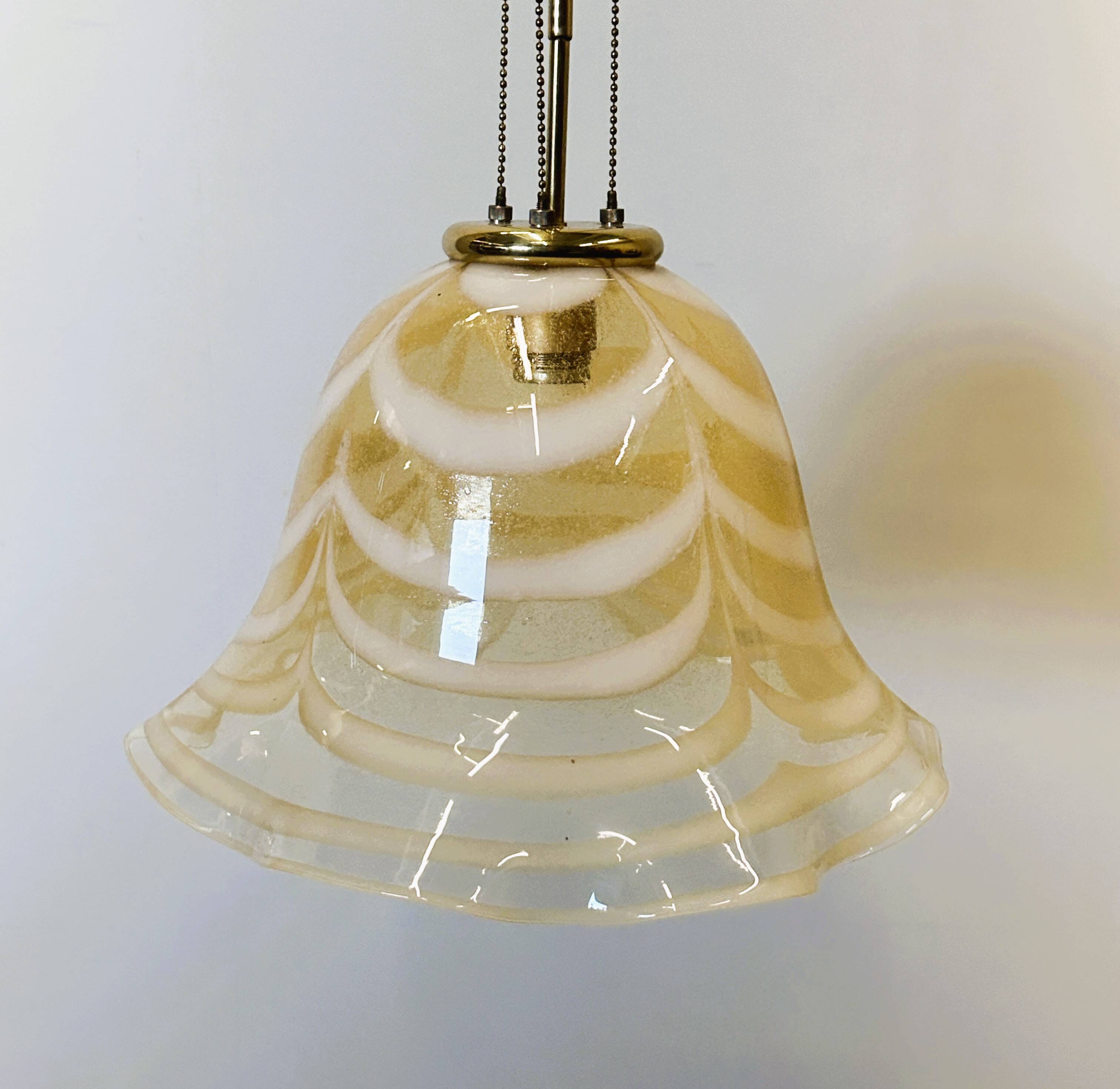 Original Venetian Murano Striped Art Glass Pendant Lamp Fazzoletto, Italy,