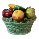 Vintage barbotine dish with fruit decorations
