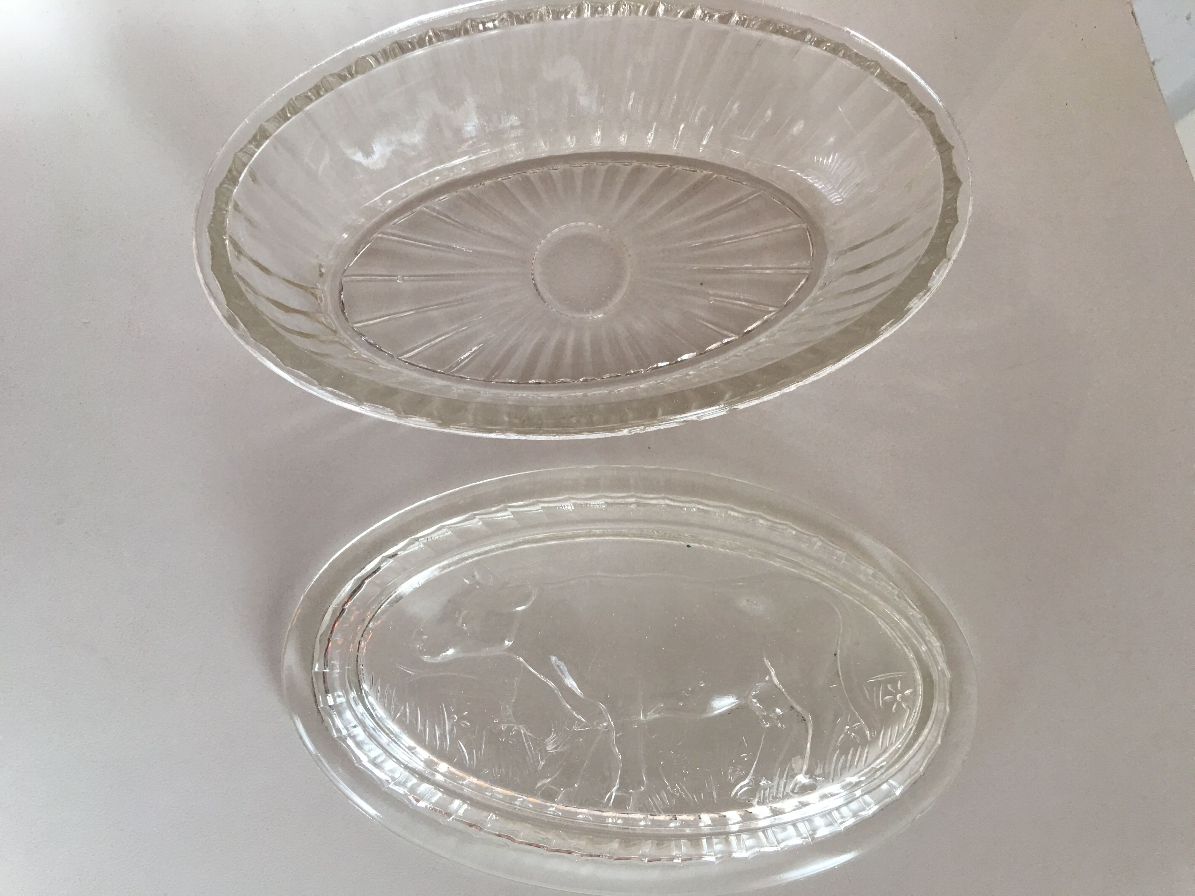 Butter glass cow motif 1950/60