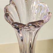 Grand Vase Design floral. En verre d Art soufflé Murano. Tons roses, 30,5cm