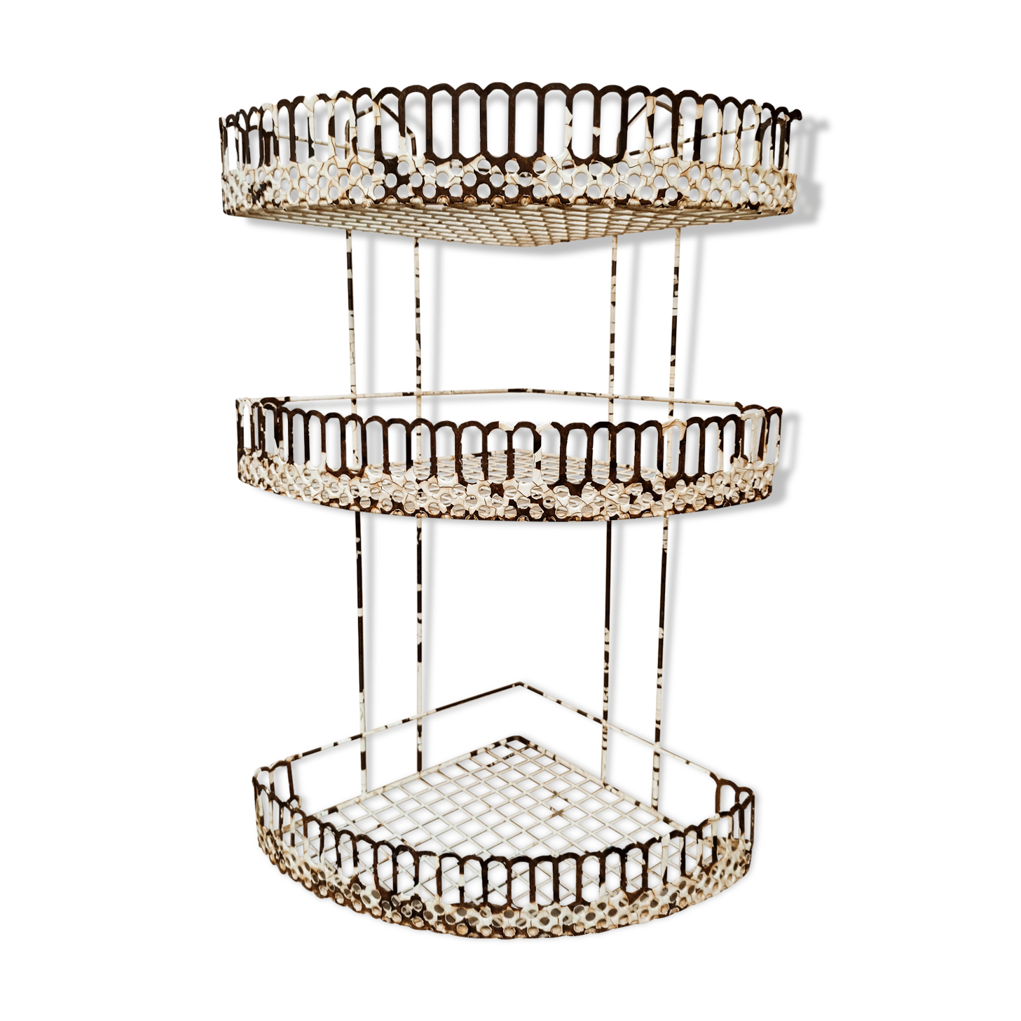 Perforated metal corner shelves