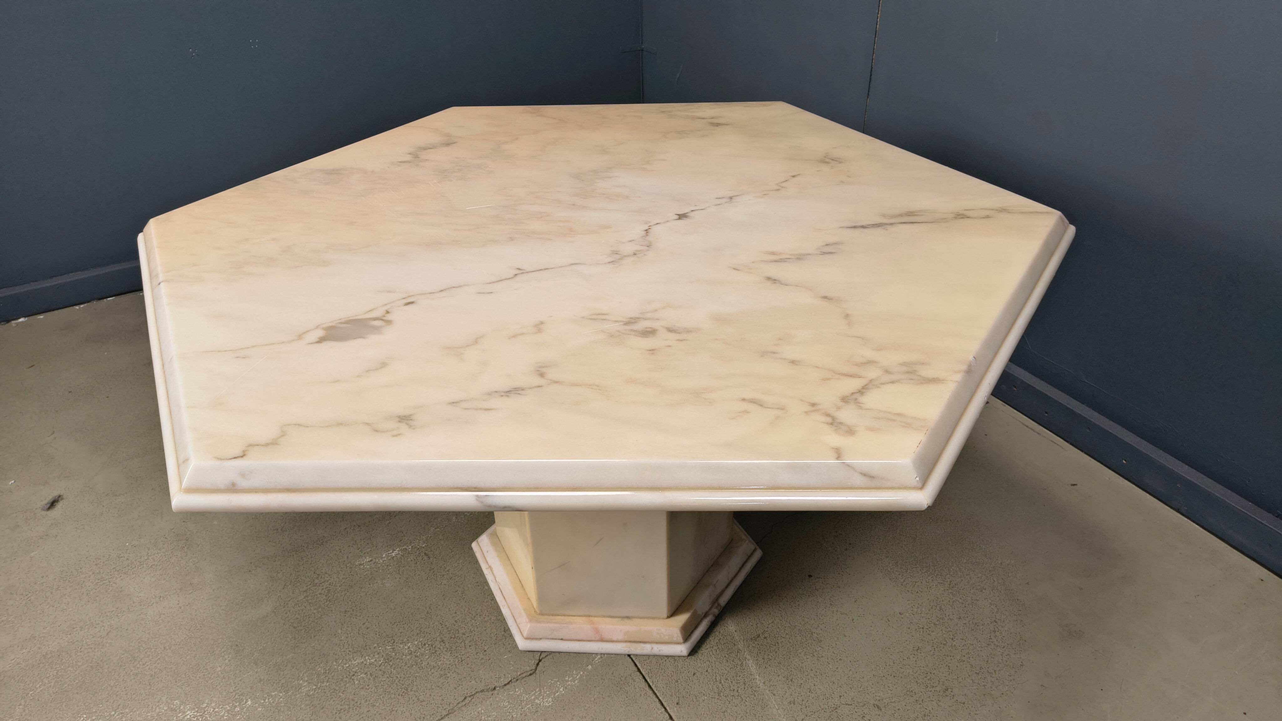 Octagonal Italian marble dining table 1970s