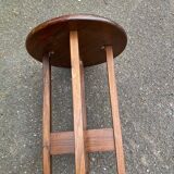 Round Scandinavian side table in solid wood, 1980