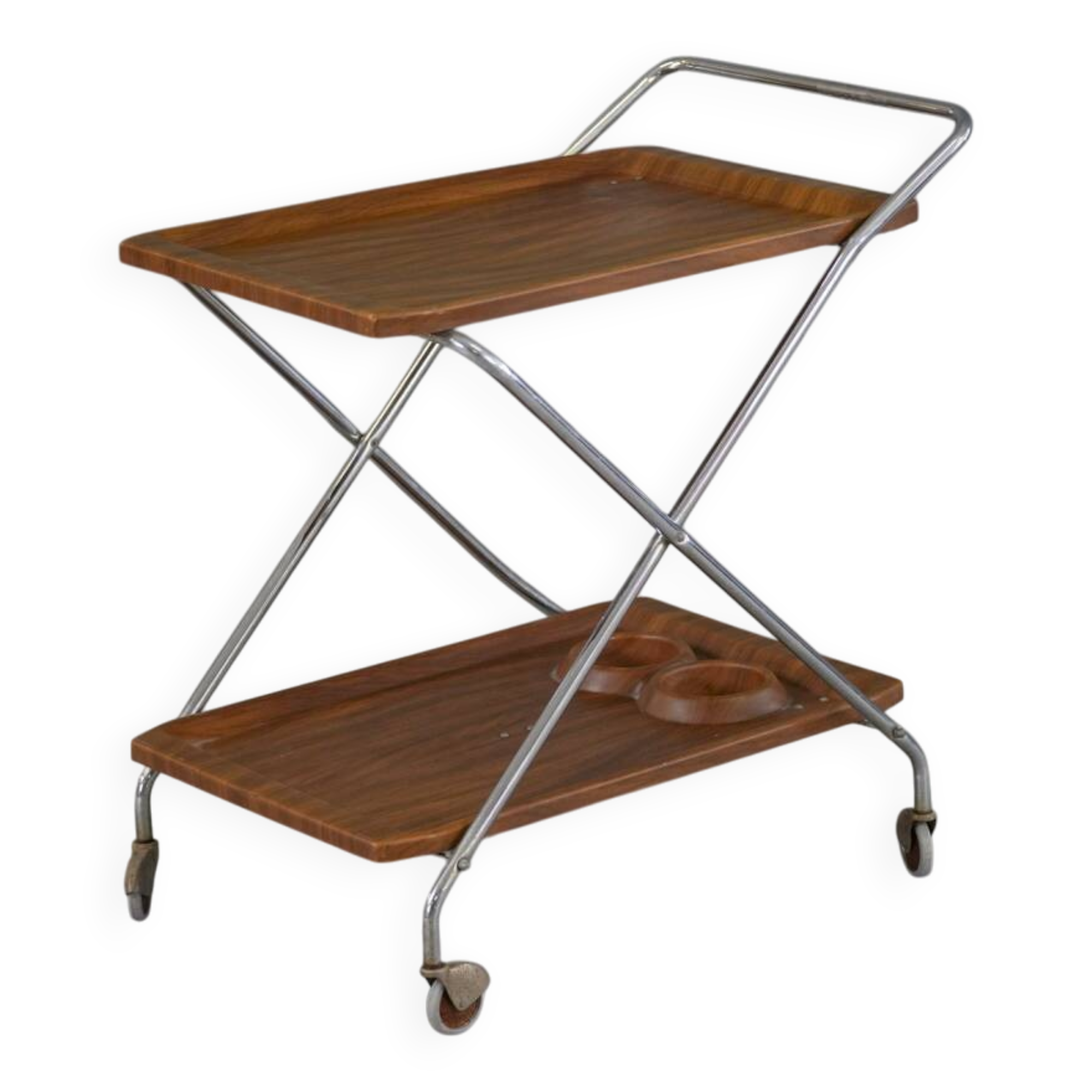 Chariot de bar vintage en aluminium et plastique, Italie années 1970
